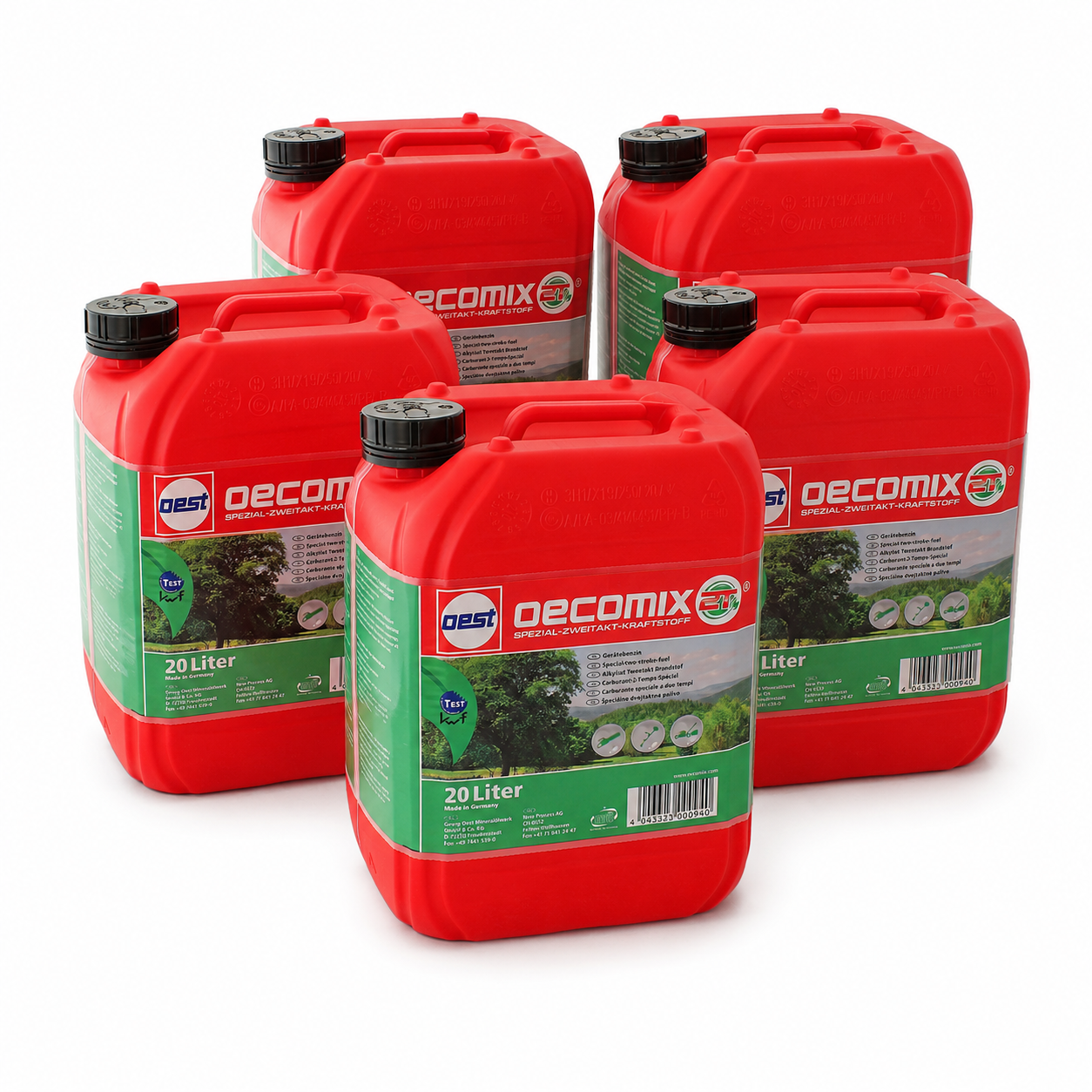 5x 20 Liter Kanister Sonderkraftstoff (gesamt 100 Liter) | OEST Oecomix 2T